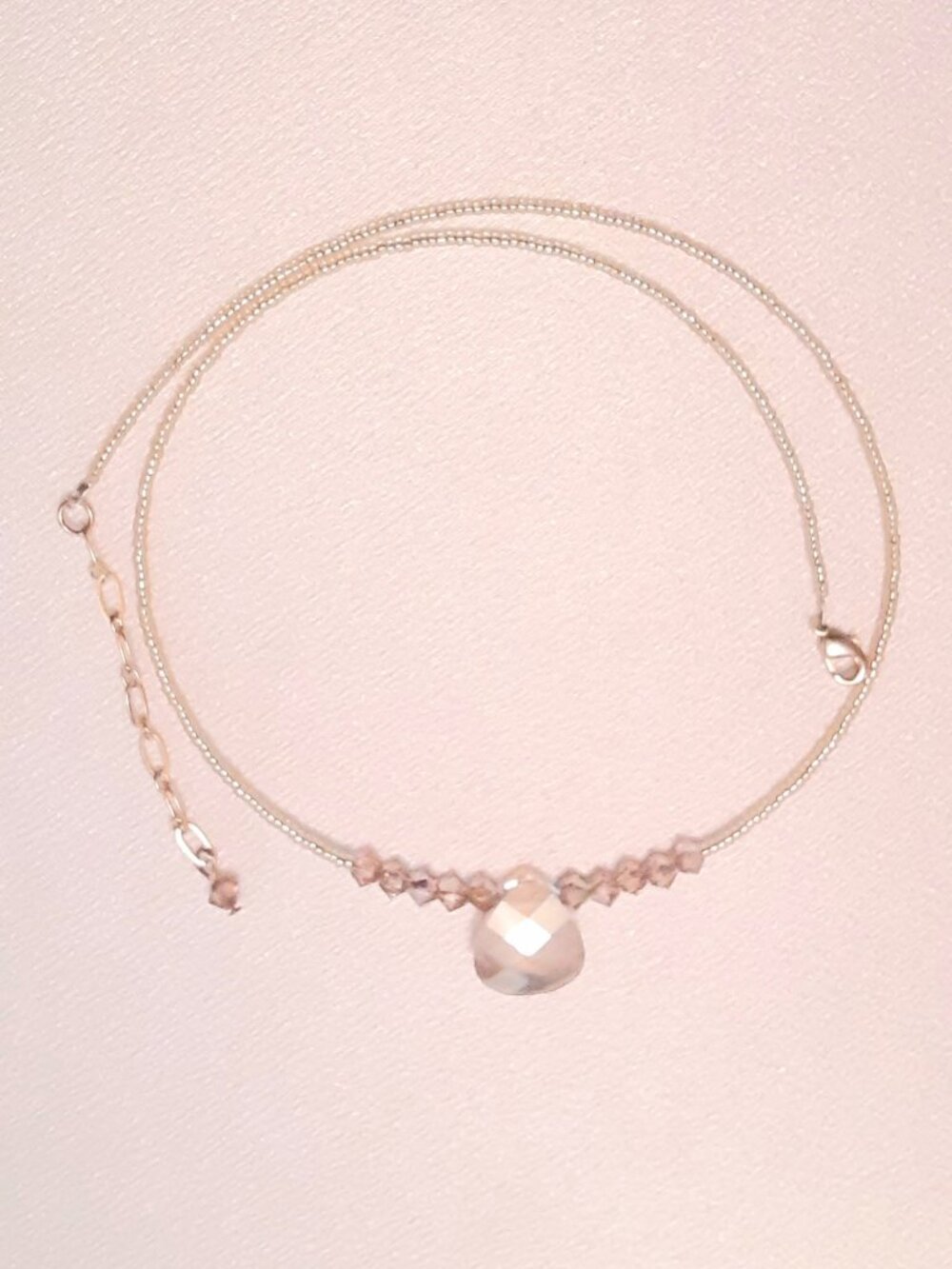 NEW 17 inch pink champaign quartz necklace - Picture 2 of 10